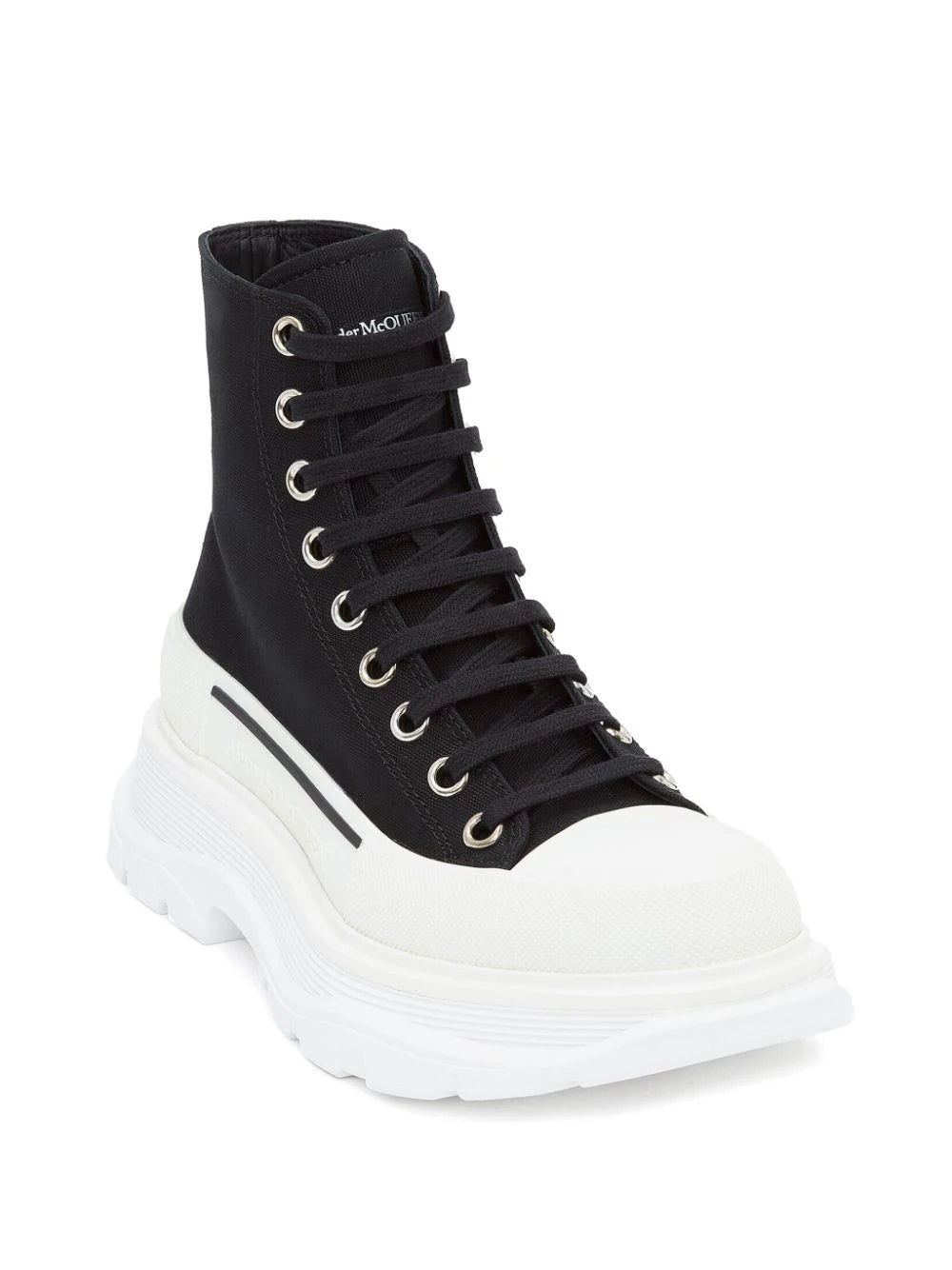 Alexander McQueen Tread Slick Lace Up Boot Black White