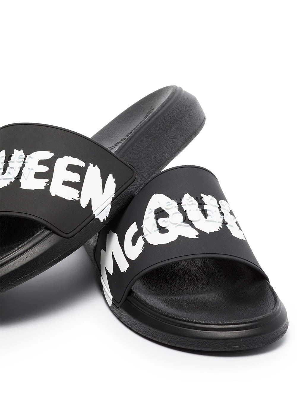 Further Reduced  Alexander McQueen graffiti-logo slip-on slides