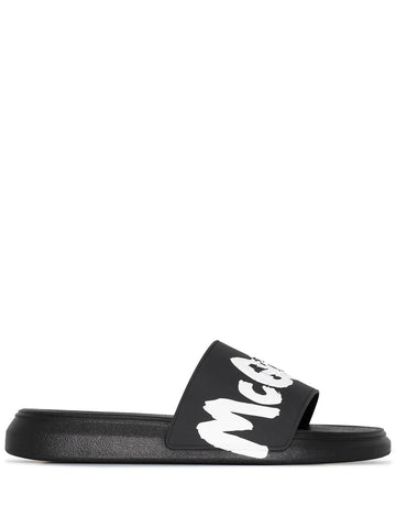 Further Reduced  Alexander McQueen graffiti-logo slip-on slides