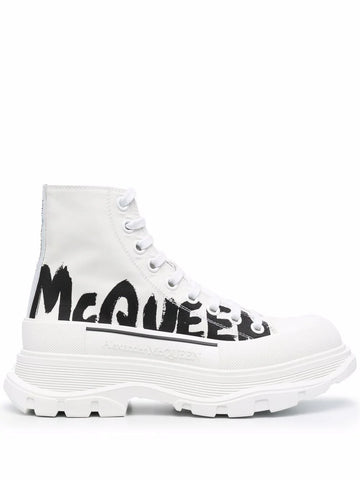 Alexander McQueen Tread Slick Boot Graffiti Optic White