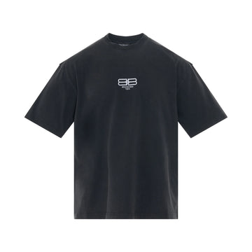 BALENCIAGA BB Paris Icon Medium Fit T-Shirt in Washed Black