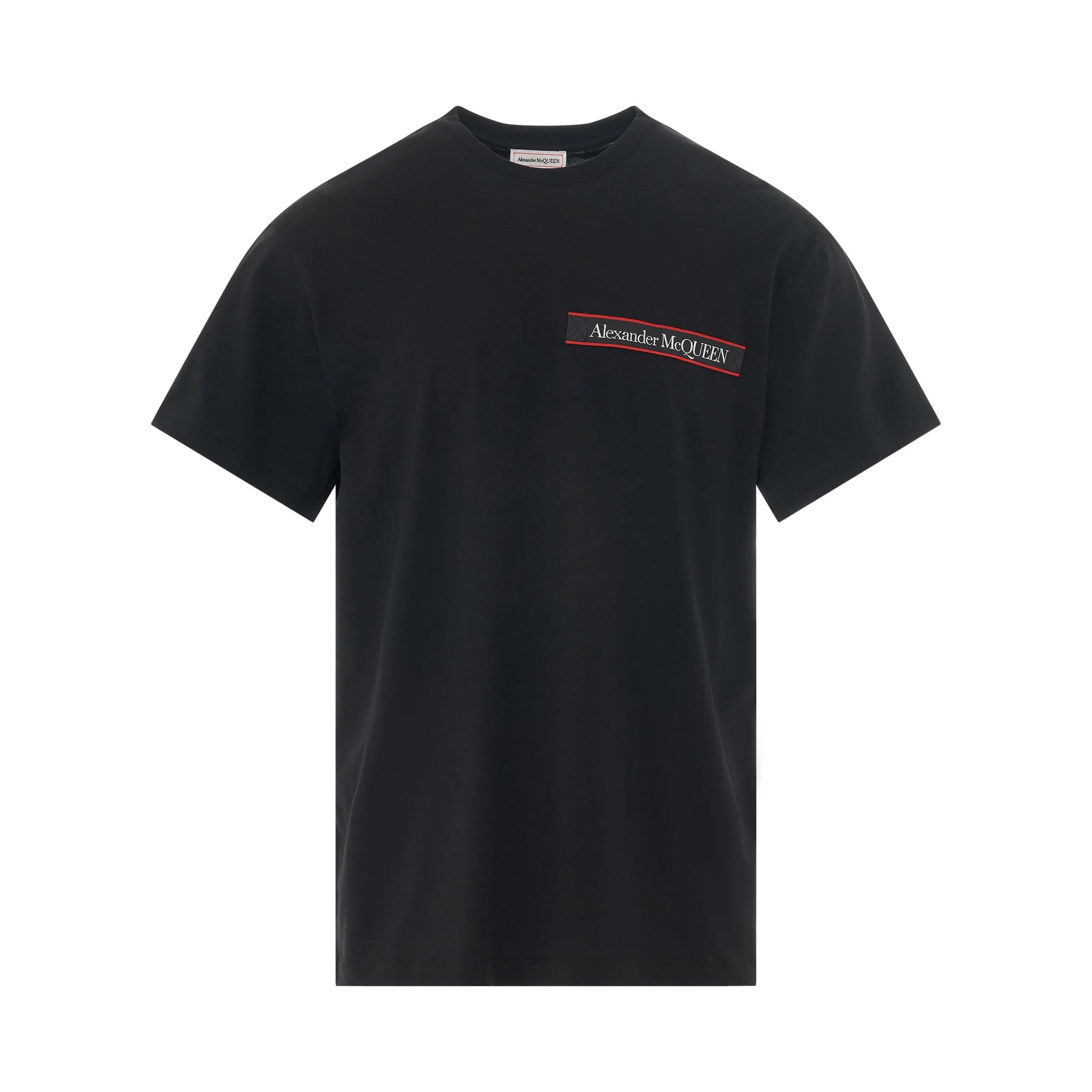 ALEXANDER MCQUEEN Logo Tape Detail T-Shirt in Black/Mix