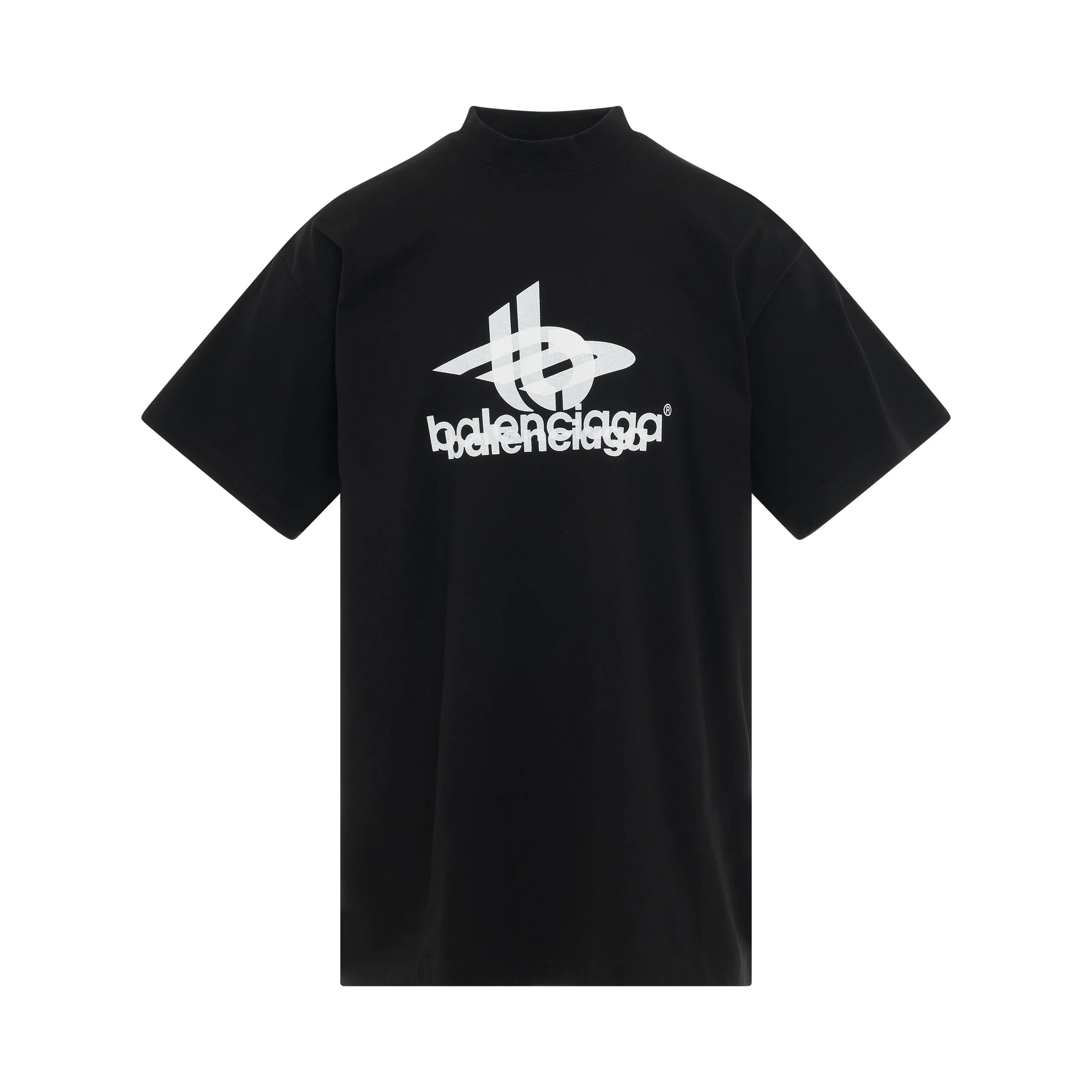 BALENCIAGA Layered Sports Logo Oversized T-Shirt in Black/White