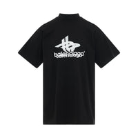 BALENCIAGA Layered Sports Logo Oversized T-Shirt in Black/White