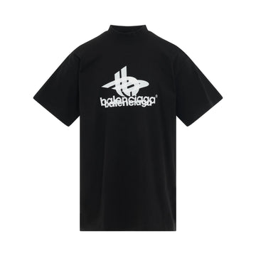 BALENCIAGA Layered Sports Logo Oversized T-Shirt in Black/White