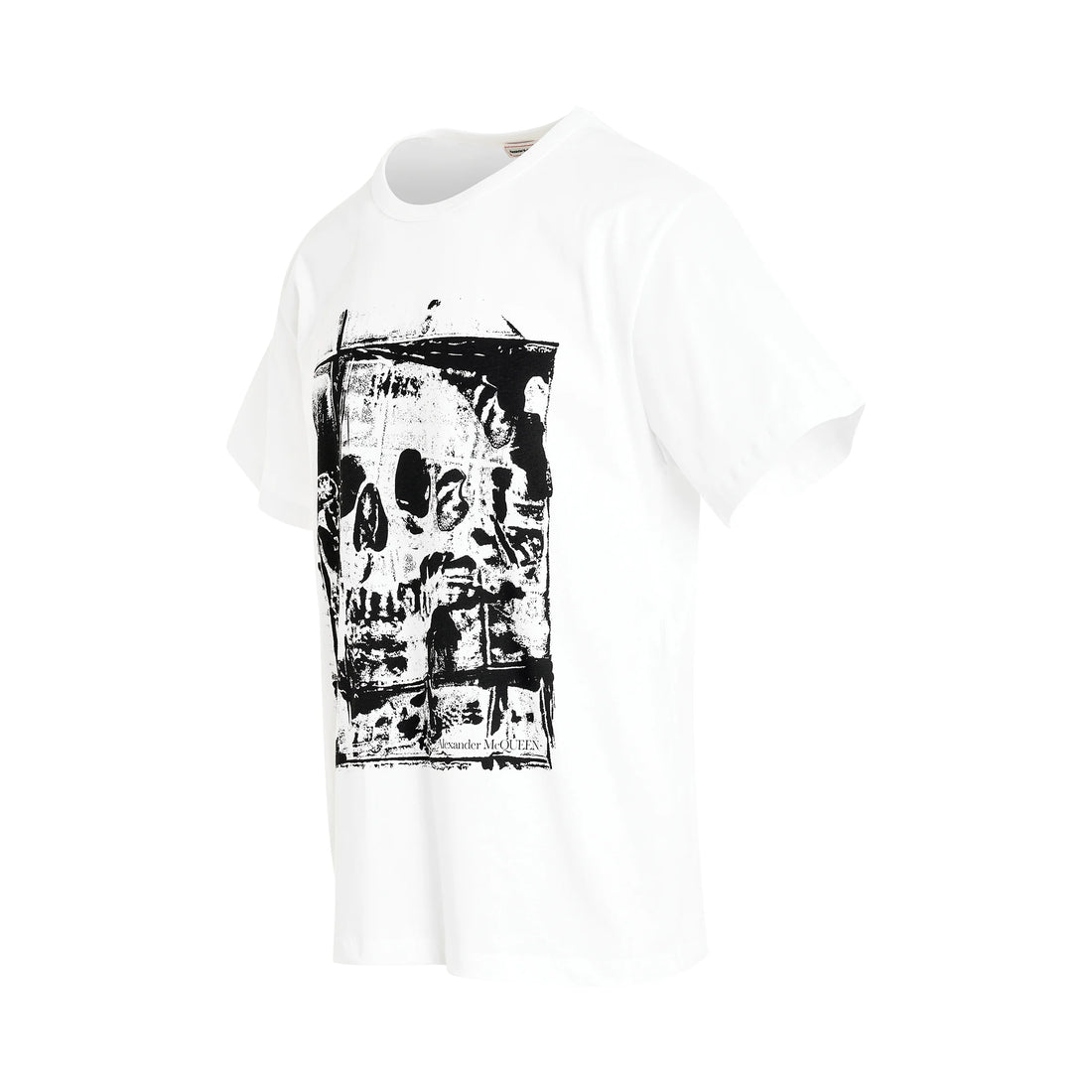 ALEXANDER MCQUEEN Fold Skull Print T-Shirt in White/Black