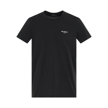 BALMAIN Logo Flock Classic Fit T-Shirt in Black/White