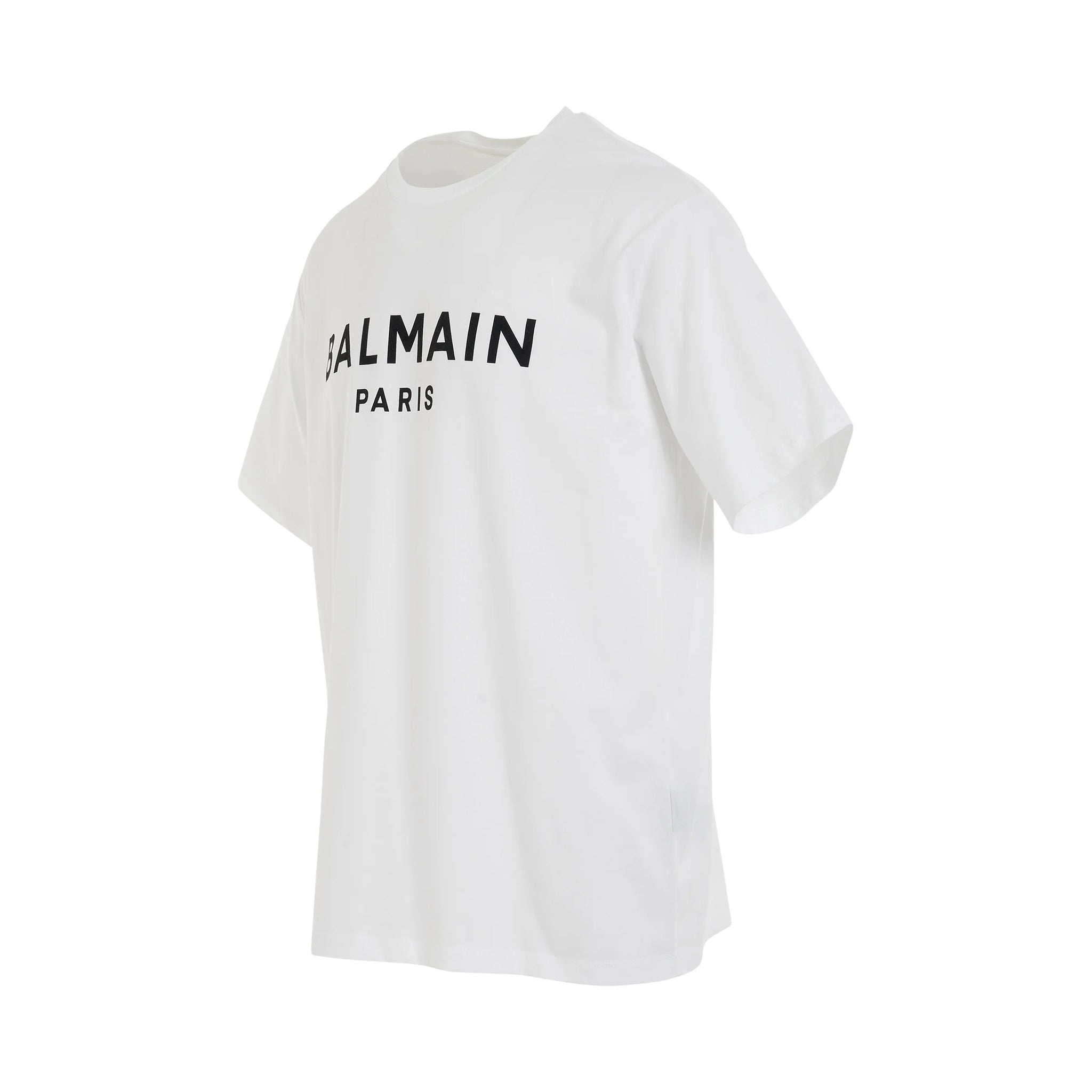 BALMAIN Logo Printed Straight Fit T-shirt in White/Black