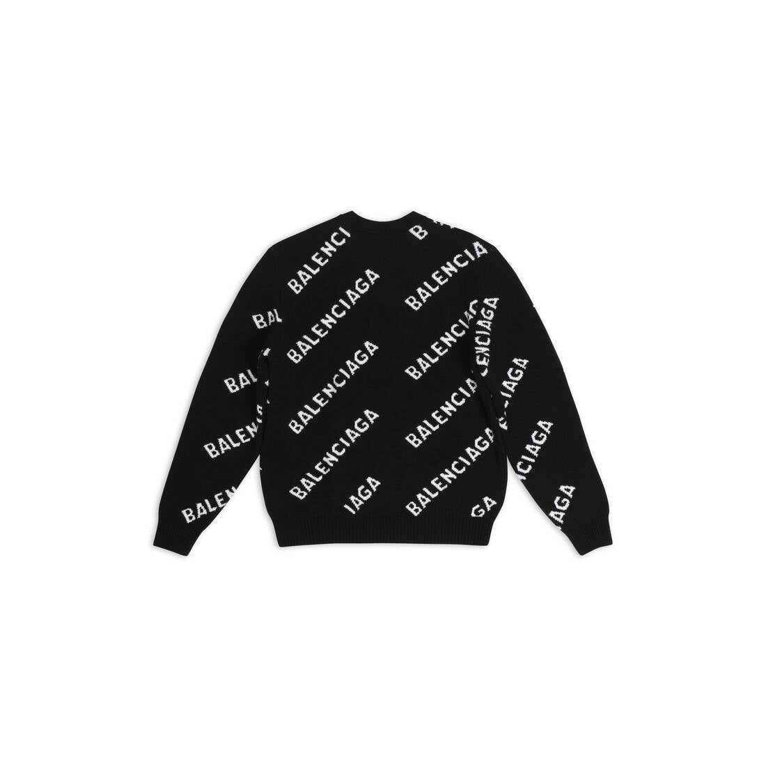 BALENCIAGA MEN'S ALLOVER LOGO SWEATER IN BLACK