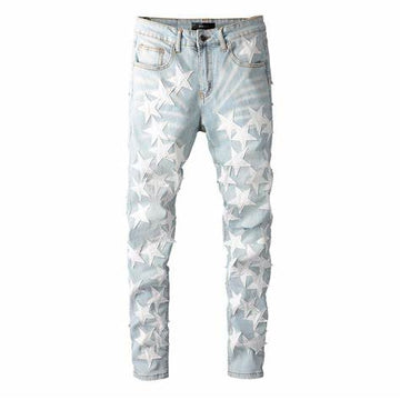 AMIRI x chemist white leather stars jeans