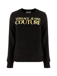 VERSACE jeans couture metallic logo-print cotton black – WOMEN’S SWEATSHIRT