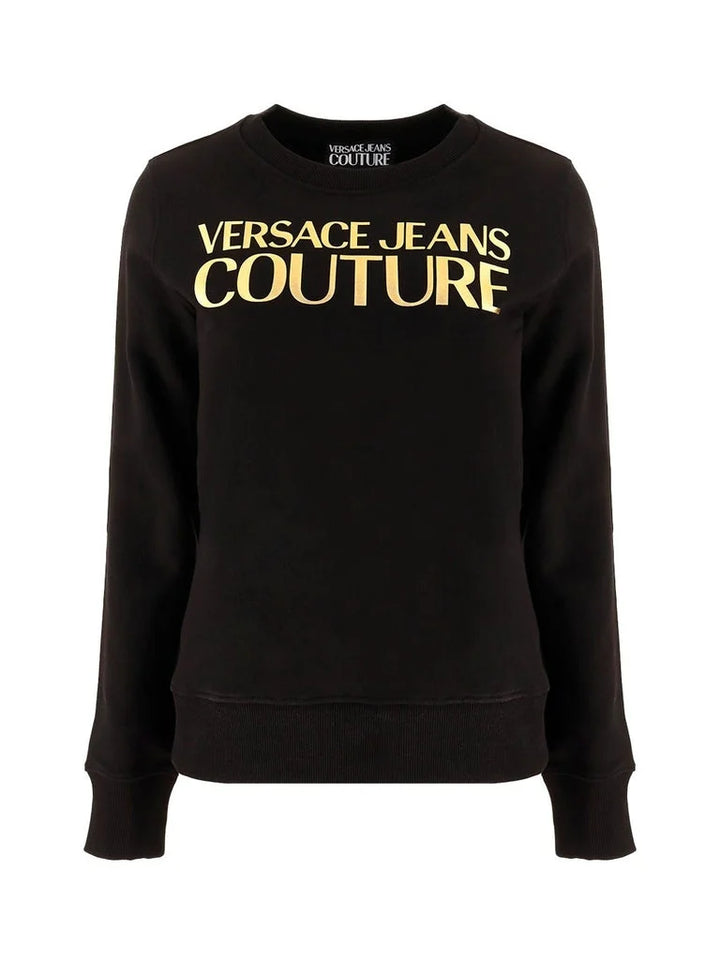 VERSACE jeans couture metallic logo-print cotton black – WOMEN’S SWEATSHIRT